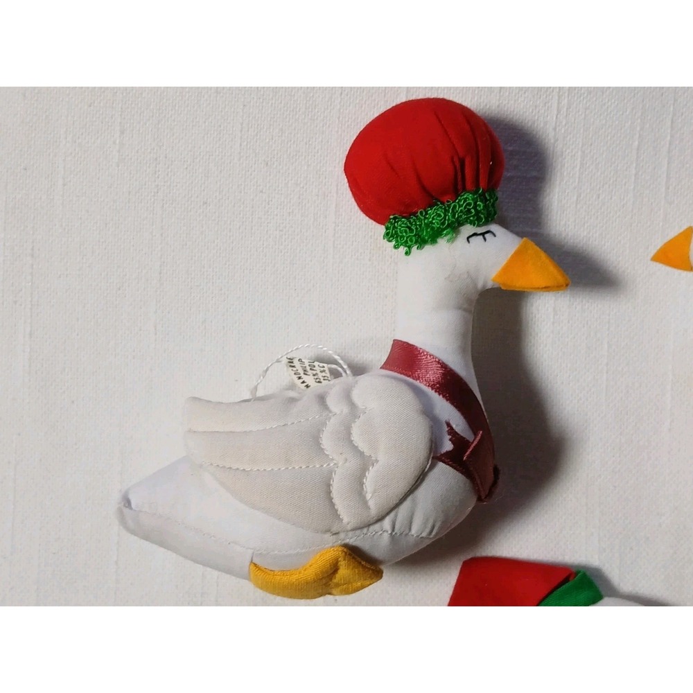 VTG 80s Country Geese Fabric Handmade Christmas Ornaments Lot 3 Plush Stuffed - Picture 4 of 12
